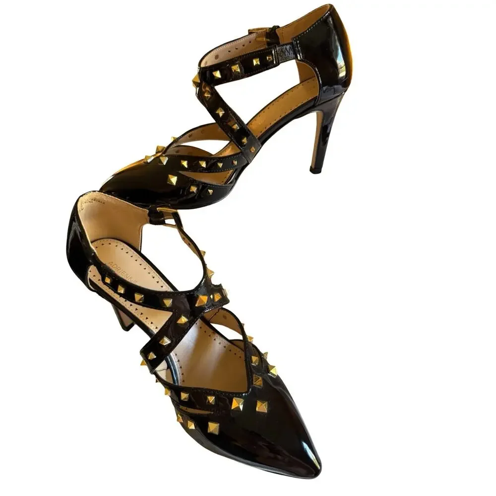 Adrienne Vittadini Shoes 8.5 NAVI Black High Heel Studded